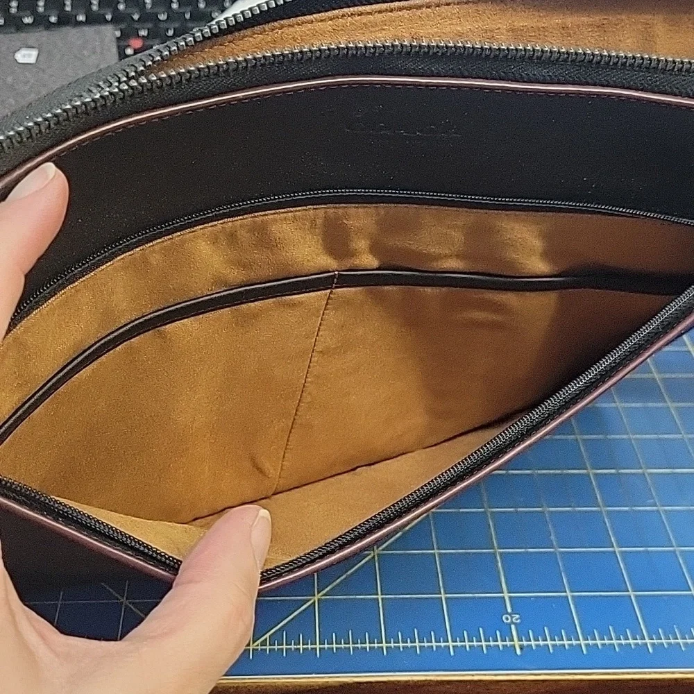 Coach Signature Black and Gray Laptop Sleeve Suede Interior 9